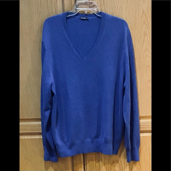 J. McLaughlin Blue V-Neck Sweater Size Large - Picture 1 of 7